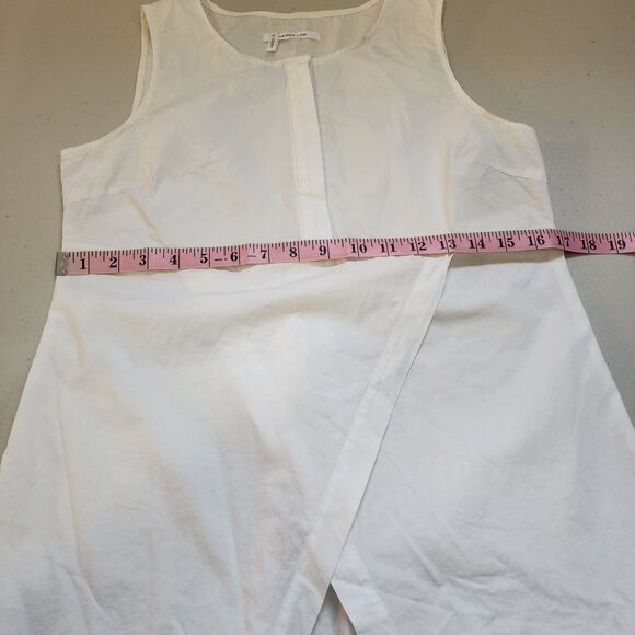 Derek Lam Tank Top Womens 10 White Crosby Top Half Button Front V Split Hem - Picture 6 of 11